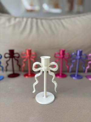 MUS3D Modern Dekoratif Fiyonk Şamdan - 3D Baskı Pla+ Modern Mumluk | 14 cm | Renk Seçenekli