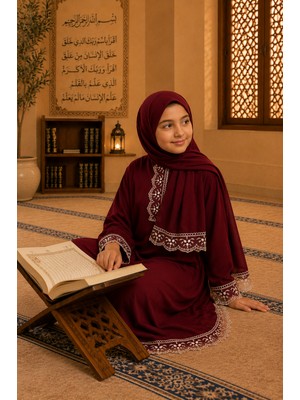 Defka Yazlık Kumaş Kız Çocuk Namaz Elbisesi Kolay Giyim