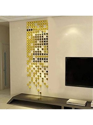 Wooden Factory Dekor Süs Mozaık Ayna 200X Adet Pleksi Dekoratif Gold Antre Banyo
