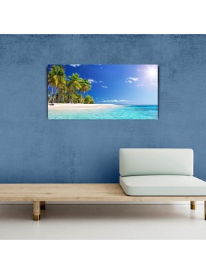 İşsevenler Palmiye Ağaçlı Ada Tablosu, Canvas Tablo 60x120