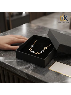 316L Paslanmaz Çelik Çift Renk Gold Silver Yonca Figürlü Kadın Bileklik