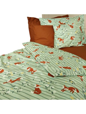 Mundo Lindo Little Foxes %100 Doğal Pamuk Tek Kişilik Nevresim Seti 2 Parça 160 x 220 cm