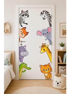 KutuTR Sevimli Hayvanlar Kapı Sticker Seti – 50X100 cm