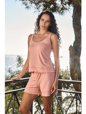 Lovely Things Malea Örme Atlet Şort Set Pijama Takımı - Somon