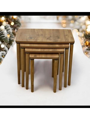 Modern Ahşap Zigon Sehpa 4'lü Mdf Zigon
