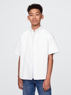 Gap Erkek Çocuk Beyaz Relaxed Oxford Gömlek