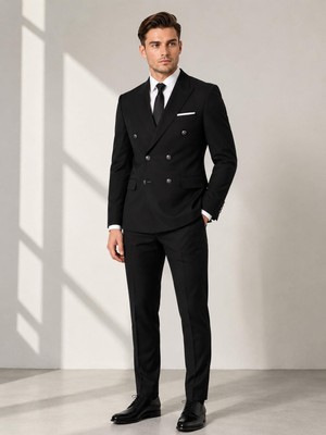 Classics Men Erkek Italyan Kesim Slim Fit Kruvaze Takım Elbise - 7739