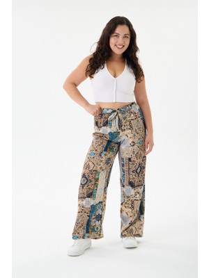 Opal Wear Etnik Desenli Dokuma Viskon Battal Pantolon Etek