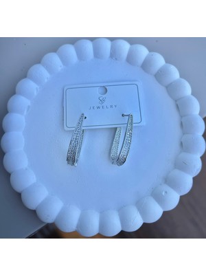 Nilonya Aksesuar 14K Altın Kaplama Silver Zirkon Taşlı Küpe