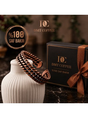 Dmt Copper Home %100 El Yapımı Bakır Bileklik,doğal Antibakteriyel Bakır Bileklik, 3 Katlı Burma Şık Tasarım