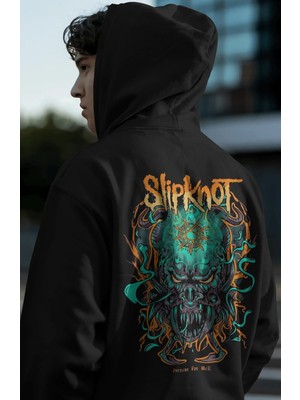 Sevbano Slipknot Rock Metal Müzik Grubu Sırt Baskılı Unisex Oversize Premium Hoodie