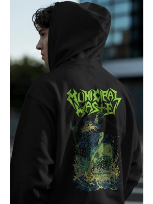 Sevbano Municipal Waste Rock Metal Müzik Grubu Sırt Baskılı Unisex Oversize Premium Hoodie