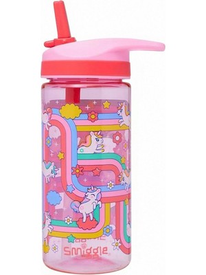 Smiggle Unicorn Pembe Plastik Suluk 400ML