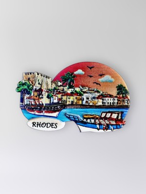 Mundy Rhodes Polyester Kabartmalı Magnet 8,5 x 5,5 cm Dekoratif Hediyelik Buzdolabı Süsü (KOD:1445)