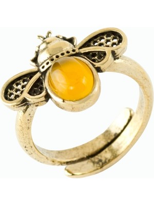 Dinç Store 44 Uğur Böceği Doğaltaşlı Otantik Yüzük