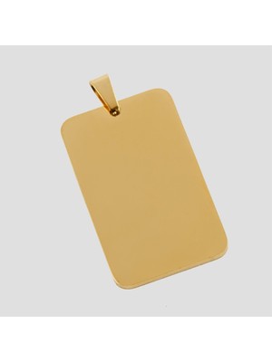 Dinç Store 44 Dikdörtgen Isim Yazılabilir Çelik Kolye Ucu 3,5 cm