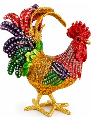 Kristal Taşlı Horoz Biblo Battal Boy 19X15 cm | Dekoratif Masaüstü Süsü | Şans, Bereket ve Güç Sembolü | Hediyelik Ev & Ofis Dekoru