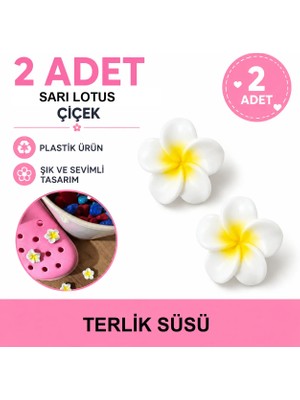 Terlik Süsü 3D Plastik Sarı Lotus Çiçeği 2 Adet