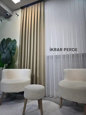 İkrar Perde Keten Fon Perde A Pile 1x3 Sık Pile