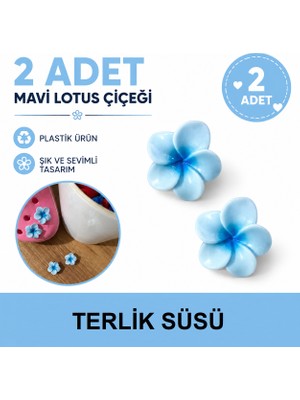 Terlik Süsü Mavi Lotus Çiçeği 3D Plastik 2 Adet