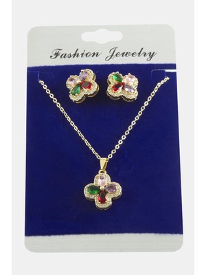 Dinç Store 44 Çiçek Zirkon Taşlı Set Kolye