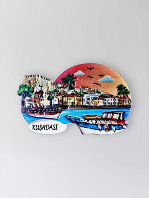 Mundy Kuşadası Polyester Kabartmalı Magnet 8,5 x 5,5 cm Dekoratif Hediyelik Buzdolabı Süsü (KOD:1448)