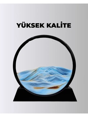 Dinç Store 44 Rahatlatıcı Kum Sanatı – Yuvarlak Cam Çerçeveli Hareketli Kum Resmi, Ofis ve Ev Için Etkile
