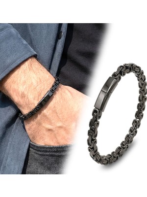 Beycen Aksesuar Kilit Mekanizmalı Siyah Kral Zincir Bileklik 6mm 3902CZB1D93