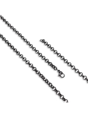 Beycen Aksesuar Forse Siyah Çelik Zincir Kolye 1mm x 4mm 3902CEK040