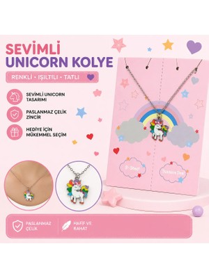 LUXMON Unicorn Renkli Sevimli Çocuk Kolyesi