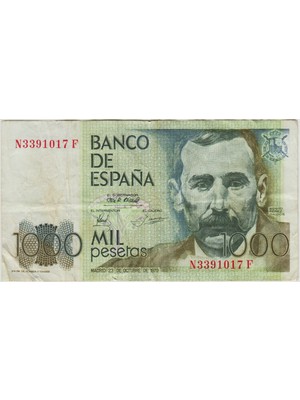 Banknoting Ispanya 1000 Peseta 1979 Çok Temiz.
