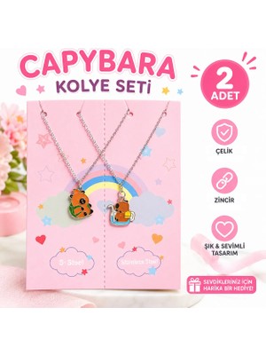 Capybara 2'li Kolye Seti Sırt Çantalı - Bardaklı