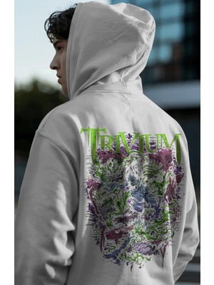 Sevbano Trivium Rock Metal Müzik Grubu Sırt Baskılı Unisex Oversize Premium Hoodie