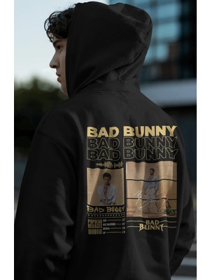 Sevbano Bad Bunny Rapper Şarkıcı Sırt Baskılı Unisex Oversize Premium Hoodie