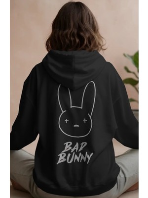 Sevbano Bad Bunny Rapper Şarkıcı Sırt Baskılı Unisex Oversize Premium Hoodie