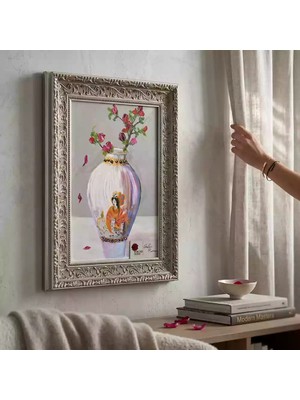 Tokyo Sanat Çiçekli Vazo Yağlı Boya Tablo (Çerçeve Dahil)
