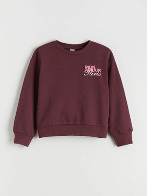 Lc Waikiki Yeni Sezon Bisiklet Yaka Baskılı Kalın Kız Çocuk Sweatshirt