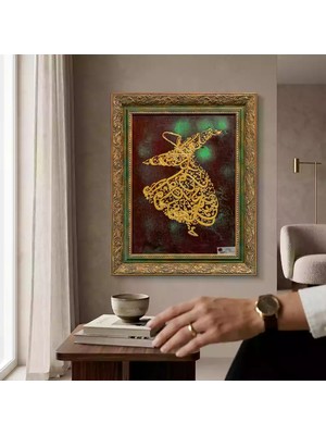 Tokyo Sanat Semazen Figürlü Hat Sanatı Tablo (Çerçeve Dahil)