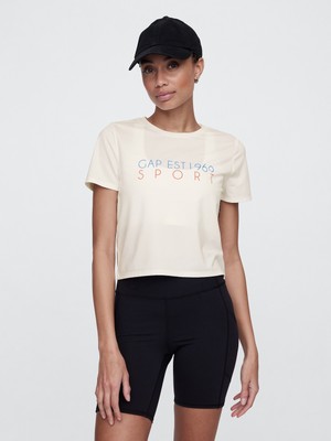 Gap Kadın Krem GapFit Brushed Jersey Crop T-Shirt