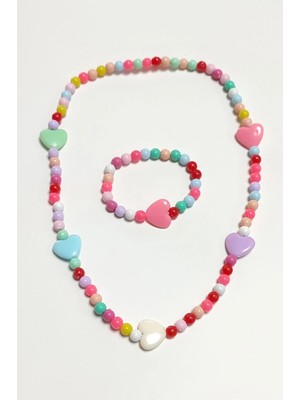 Dinç Store 44 Kalp Boncuk Çocuk Set Kolye
