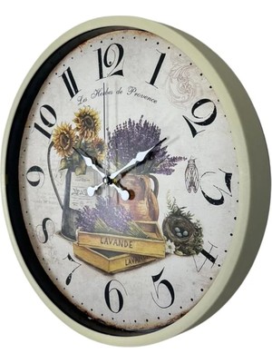 Dinç Store 44 Krem Sunflower & Lavender 36 cm Duvar Saati
