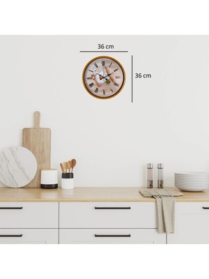 Dinç Store 44 Rustic Kitchen Turuncu 36 cm Duvar Saati