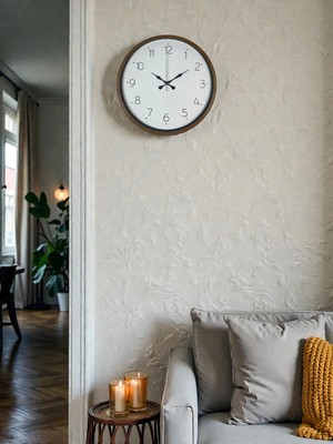 Dinç Store 44 36 cm Kahverengi Sade Dekoratif Duvar Saati