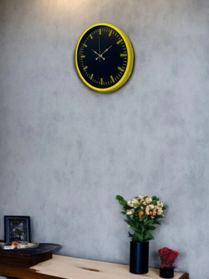 Dinç Store 44 36 cm Sarı Dekoratif Duvar Saati