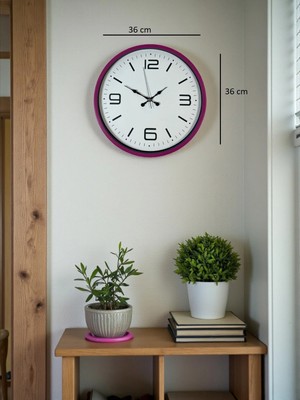 Dinç Store 44 36 cm Pembe Modern Duvar Saati