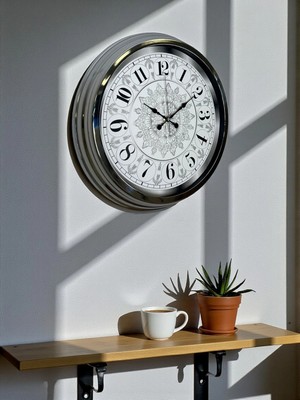 Dinç Store 44 Asil Motif Krom 40 cm Metal Duvar Saati