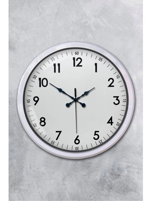 Dinç Store 44 Beyaz Dekoratif Stil 52 cm Metal Duvar Saati