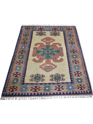 Kilim Antik El Dokuma Kirman Oygulu Izmir Antik Yörük Yün Halı 1444 - Yeni - Çok Renkli
