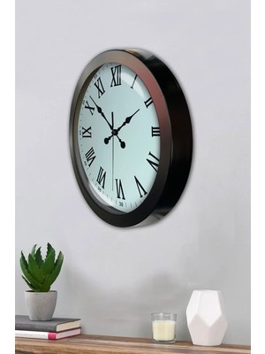 Dinç Store 44 36 cm Siyah Metal Roma Rakamlı Duvar Saati