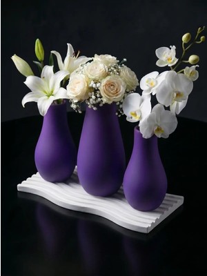 Canseb Elegance Elegance Serisi - Dörtlü Vazo Set - Renkli - Kendinden Hoş Kokulu - Dekoratif Set - (Çiçekler Dahil Değildir)